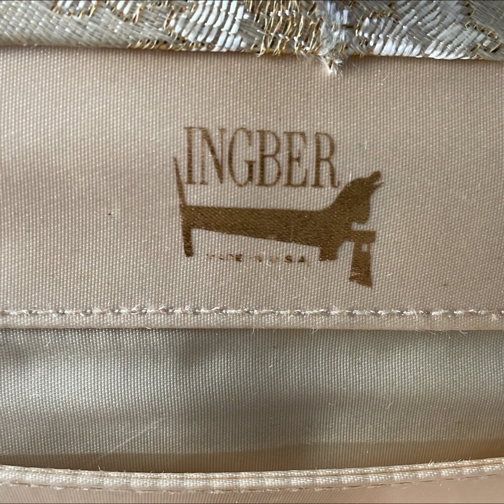 VINTAGE 1950s Ingber Gold Brocade Jeweled Clutch w Mirror Set - Picture 7 of 12